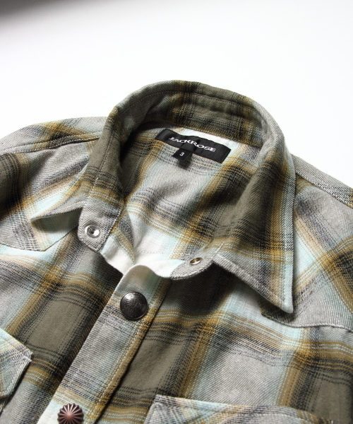 JACKROSE（ジャックローズ）の「コンチョボタンライトネルチェックWTシャツ（シャツ/ブラウス・メンズ・ブラウン/レッド・L/M/XL）」の4枚目の写真