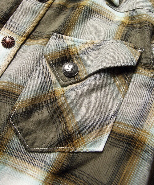 JACKROSE（ジャックローズ）の「コンチョボタンライトネルチェックWTシャツ（シャツ/ブラウス・メンズ・ブラウン/レッド・L/M/XL）」の6枚目の写真