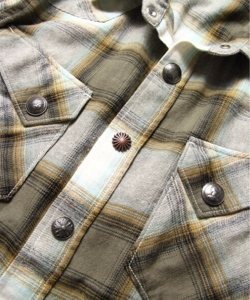 JACKROSE（ジャックローズ）の「コンチョボタンライトネルチェックWTシャツ（シャツ/ブラウス・メンズ・ブラウン/レッド・L/M/XL）」の7枚目の写真