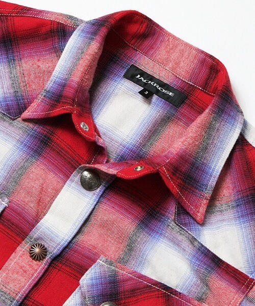 JACKROSE（ジャックローズ）の「コンチョボタンライトネルチェックWTシャツ（シャツ/ブラウス・メンズ・ブラウン/レッド・L/M/XL）」の10枚目の写真