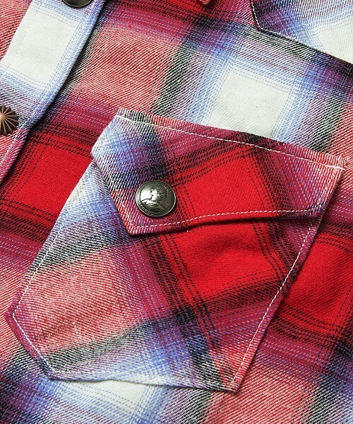 JACKROSE（ジャックローズ）の「コンチョボタンライトネルチェックWTシャツ（シャツ/ブラウス・メンズ・ブラウン/レッド・L/M/XL）」の12枚目の写真