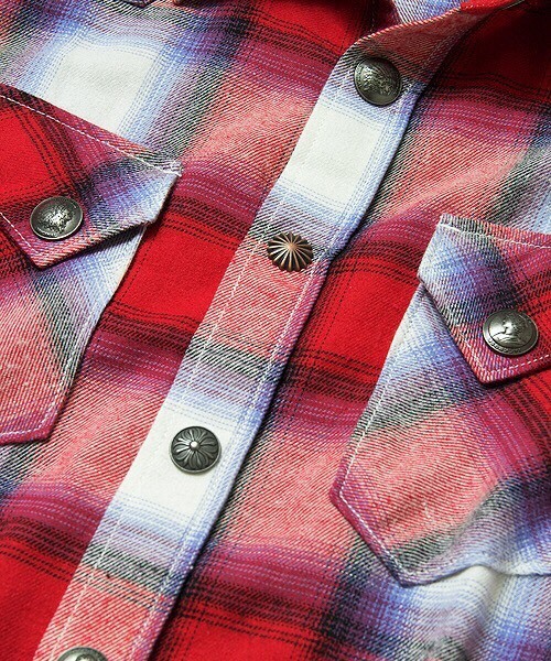 JACKROSE（ジャックローズ）の「コンチョボタンライトネルチェックWTシャツ（シャツ/ブラウス・メンズ・ブラウン/レッド・L/M/XL）」の13枚目の写真