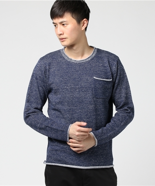 VENCEEXCHANGE（ヴァンスエクスチェンジ）の「プレーティングクルーネックニットプルオーバー    （ニット/セーター・メンズ・ネイビー/ブラック・MEDIUM/LARGE）」の10枚目の写真