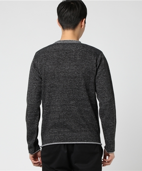 VENCEEXCHANGE（ヴァンスエクスチェンジ）の「プレーティングクルーネックニットプルオーバー    （ニット/セーター・メンズ・ネイビー/ブラック・MEDIUM/LARGE）」の4枚目の写真