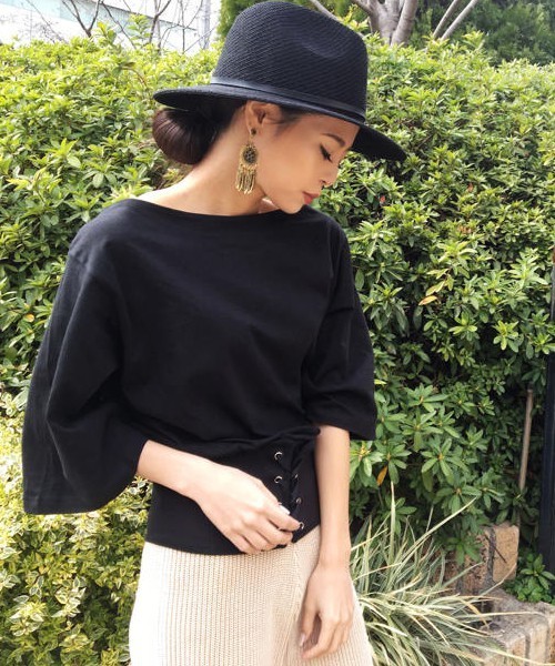 EGOIST（エゴイスト）の「コルセットカットトップ（Tシャツ/カットソー・レディース・グレー/ホワイト/ブラック・FREE）」の3枚目の写真