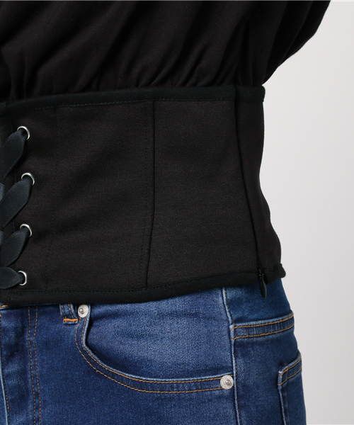 EGOIST（エゴイスト）の「コルセットカットトップ（Tシャツ/カットソー・レディース・グレー/ホワイト/ブラック・FREE）」の11枚目の写真