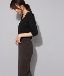 BLISS POINT | 【アルガンオイル配合】Uネック8分袖Tシャツ/768671(Tシャツ/カットソー)