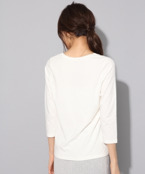 BLISS POINT（ブリスポイント）の「【アルガンオイル配合】Uネック8分袖Tシャツ/768671（Tシャツ/カットソー・レディース・ピンク/ブラウン/ブラック/ライトグレー/ホワイト・LARGE/MEDIUM/SMALL/X-LARGE）」の17枚目の写真