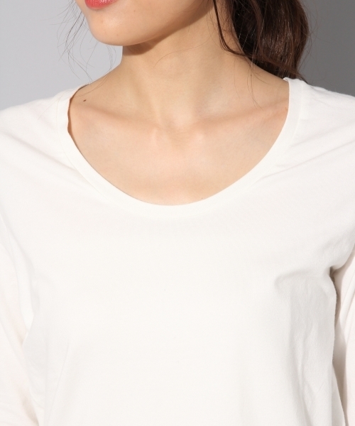 BLISS POINT（ブリスポイント）の「【アルガンオイル配合】Uネック8分袖Tシャツ/768671（Tシャツ/カットソー・レディース・ピンク/ブラウン/ブラック/ライトグレー/ホワイト・LARGE/MEDIUM/SMALL/X-LARGE）」の18枚目の写真