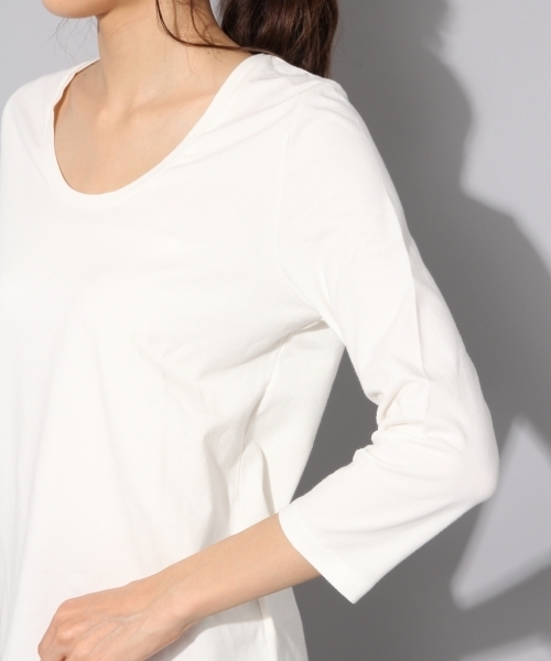 BLISS POINT（ブリスポイント）の「【アルガンオイル配合】Uネック8分袖Tシャツ/768671（Tシャツ/カットソー・レディース・ピンク/ブラウン/ブラック/ライトグレー/ホワイト・LARGE/MEDIUM/SMALL/X-LARGE）」の19枚目の写真