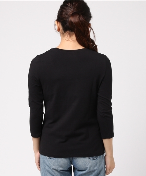 BLISS POINT（ブリスポイント）の「【アルガンオイル配合】Uネック8分袖Tシャツ/768671（Tシャツ/カットソー・レディース・ピンク/ブラウン/ブラック/ライトグレー/ホワイト・LARGE/MEDIUM/SMALL/X-LARGE）」の9枚目の写真