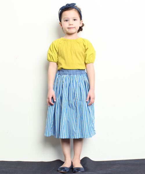 RUGGEDWORKS（ラゲッドワークス）の「ストライプロングスカート（スカート・キッズ・ライトブルー/ネイビー・100cm/110cm/120cm/130cm/140cm/90cm/80ｃｍ）」の6枚目の写真