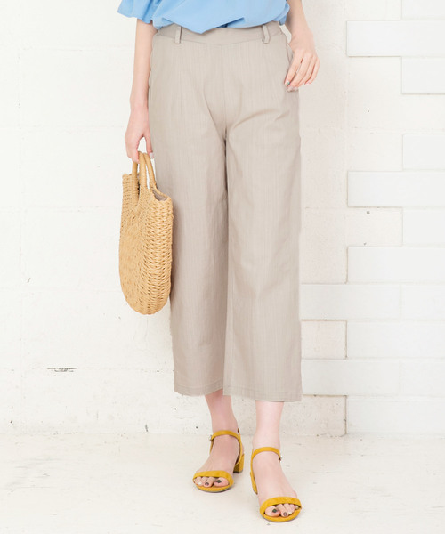 KOBE LETTUCE（コウベレタス）の「リネンタッチアンクル丈ワイドパンツ レディースボトムス[M2159]神戸レタス（その他パンツ・レディース・ベージュ/ネイビー/カーキ/ピンク/イエロー/ベージュ系その他/ブルー系その他/ベージュ系その他2/グリーン・FREE）」の2枚目の写真