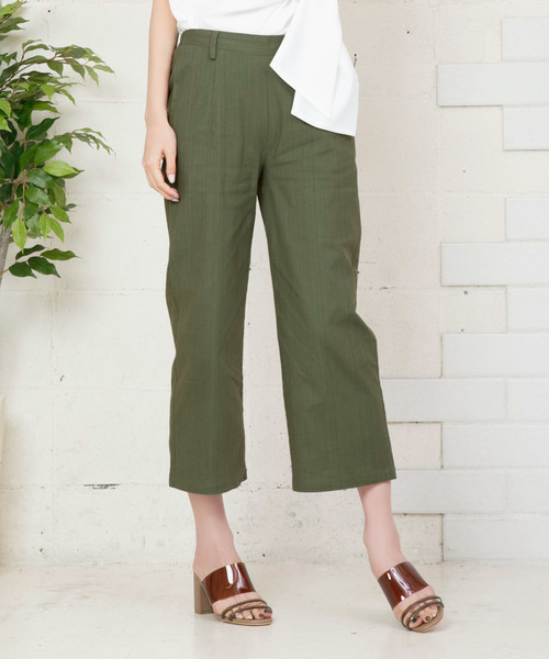 KOBE LETTUCE（コウベレタス）の「リネンタッチアンクル丈ワイドパンツ レディースボトムス[M2159]神戸レタス（その他パンツ・レディース・ベージュ/ネイビー/カーキ/ピンク/イエロー/ベージュ系その他/ブルー系その他/ベージュ系その他2/グリーン・FREE）」の4枚目の写真