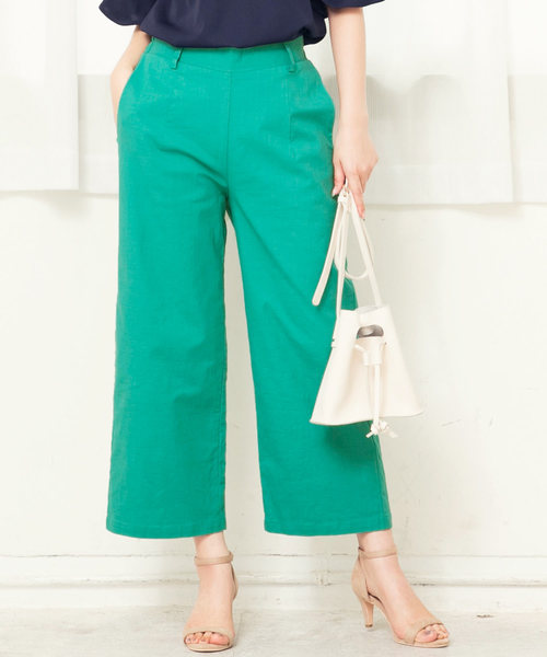 KOBE LETTUCE（コウベレタス）の「リネンタッチアンクル丈ワイドパンツ レディースボトムス[M2159]神戸レタス（その他パンツ・レディース・ベージュ/ネイビー/カーキ/ピンク/イエロー/ベージュ系その他/ブルー系その他/ベージュ系その他2/グリーン・FREE）」の5枚目の写真