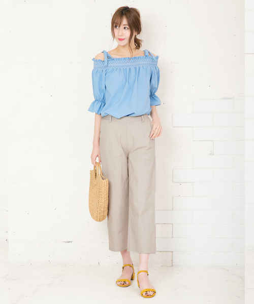 KOBE LETTUCE（コウベレタス）の「リネンタッチアンクル丈ワイドパンツ レディースボトムス[M2159]神戸レタス（その他パンツ・レディース・ベージュ/ネイビー/カーキ/ピンク/イエロー/ベージュ系その他/ブルー系その他/ベージュ系その他2/グリーン・FREE）」の15枚目の写真