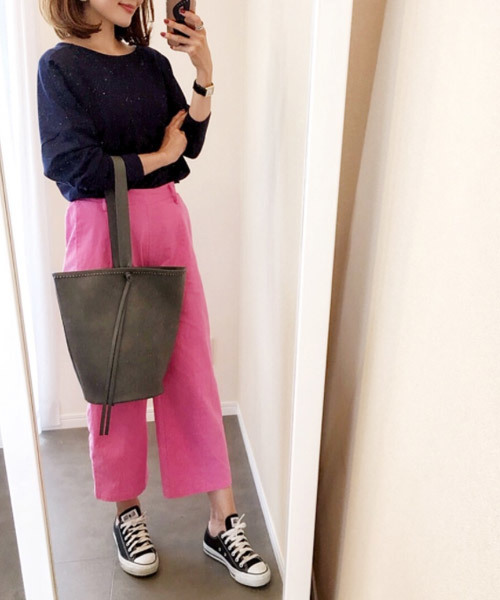 KOBE LETTUCE（コウベレタス）の「リネンタッチアンクル丈ワイドパンツ レディースボトムス[M2159]神戸レタス（その他パンツ・レディース・ベージュ/ネイビー/カーキ/ピンク/イエロー/ベージュ系その他/ブルー系その他/ベージュ系その他2/グリーン・FREE）」の11枚目の写真