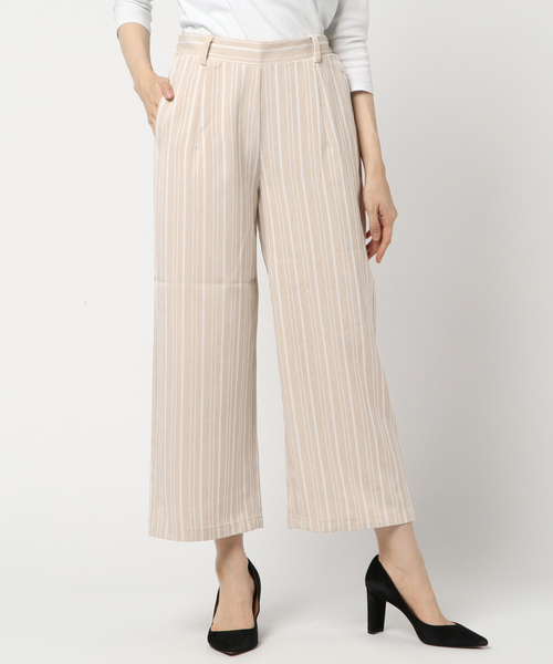 KOBE LETTUCE（コウベレタス）の「リネンタッチアンクル丈ワイドパンツ レディースボトムス[M2159]神戸レタス（その他パンツ・レディース・ベージュ/ネイビー/カーキ/ピンク/イエロー/ベージュ系その他/ブルー系その他/ベージュ系その他2/グリーン・FREE）」の3枚目の写真