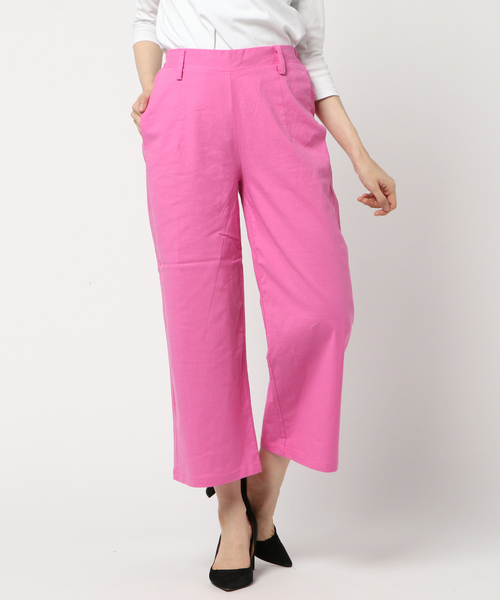 KOBE LETTUCE（コウベレタス）の「リネンタッチアンクル丈ワイドパンツ レディースボトムス[M2159]神戸レタス（その他パンツ・レディース・ベージュ/ネイビー/カーキ/ピンク/イエロー/ベージュ系その他/ブルー系その他/ベージュ系その他2/グリーン・FREE）」の9枚目の写真