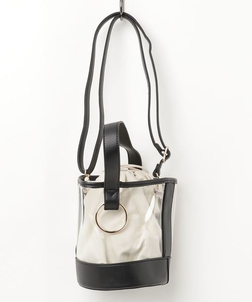 KOBE LETTUCE（コウベレタス）の「ショルダーストラップ2WAYクリアバケツバッグ/レディース/PVC[B1160]神戸レタス（ハンドバッグ・レディース・オフホワイト/ストライプ/キャメル/ブラック・FREE）」の9枚目の写真