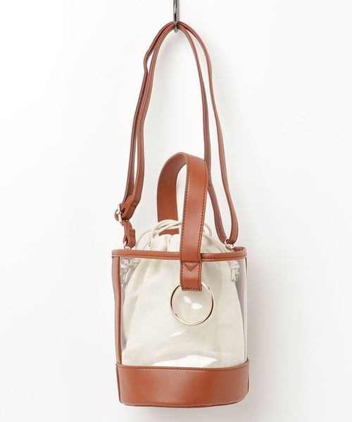 KOBE LETTUCE（コウベレタス）の「ショルダーストラップ2WAYクリアバケツバッグ/レディース/PVC[B1160]神戸レタス（ハンドバッグ・レディース・オフホワイト/ストライプ/キャメル/ブラック・FREE）」の10枚目の写真