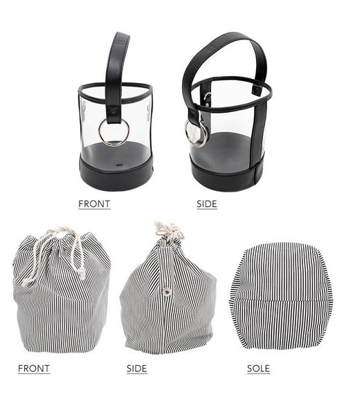 KOBE LETTUCE（コウベレタス）の「ショルダーストラップ2WAYクリアバケツバッグ/レディース/PVC[B1160]神戸レタス（ハンドバッグ・レディース・オフホワイト/ストライプ/キャメル/ブラック・FREE）」の17枚目の写真