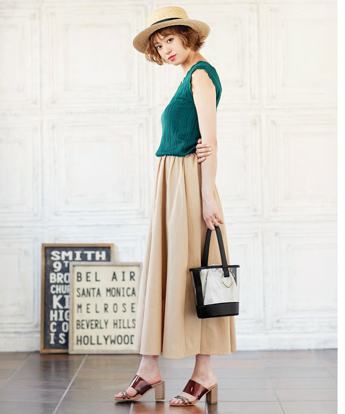 KOBE LETTUCE（コウベレタス）の「ショルダーストラップ2WAYクリアバケツバッグ/レディース/PVC[B1160]神戸レタス（ハンドバッグ・レディース・オフホワイト/ストライプ/キャメル/ブラック・FREE）」の14枚目の写真