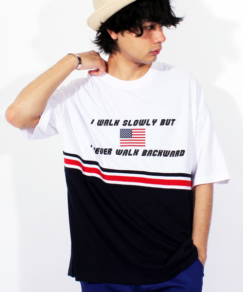 ８(eight)（エイト）の「切替 ロゴ ビッグTシャツ（Tシャツ/カットソー・メンズ・ホワイト/イエロー/ネイビー・MEDIUM/LARGE）」の2枚目の写真