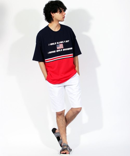 ８(eight)（エイト）の「切替 ロゴ ビッグTシャツ（Tシャツ/カットソー・メンズ・ホワイト/イエロー/ネイビー・MEDIUM/LARGE）」の5枚目の写真