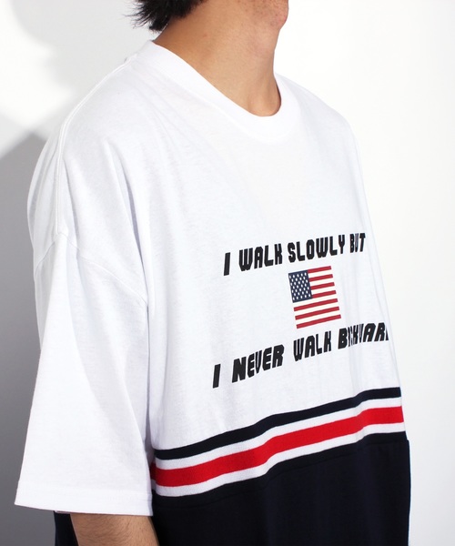 ８(eight)（エイト）の「切替 ロゴ ビッグTシャツ（Tシャツ/カットソー・メンズ・ホワイト/イエロー/ネイビー・MEDIUM/LARGE）」の11枚目の写真