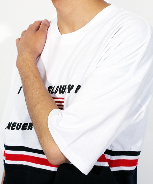 ８(eight)（エイト）の「切替 ロゴ ビッグTシャツ（Tシャツ/カットソー・メンズ・ホワイト/イエロー/ネイビー・MEDIUM/LARGE）」の13枚目の写真