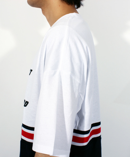 ８(eight)（エイト）の「切替 ロゴ ビッグTシャツ（Tシャツ/カットソー・メンズ・ホワイト/イエロー/ネイビー・MEDIUM/LARGE）」の15枚目の写真