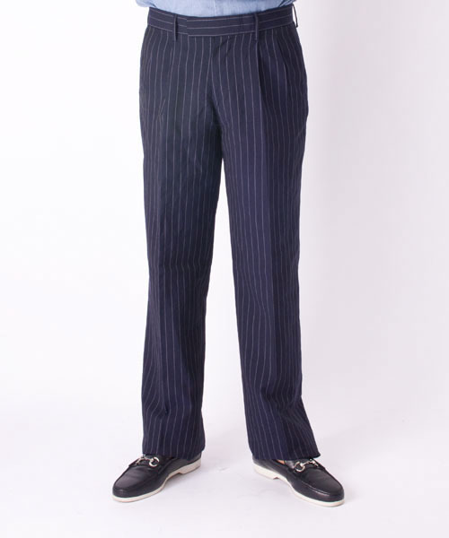 UNITED ARROWS（ユナイテッドアローズ）の「WHITE LABEL ストライプワイドパンツ（13ss pp）◆（スラックス・メンズ・ネイビー・42/44/46/48/50/52）」の2枚目の写真