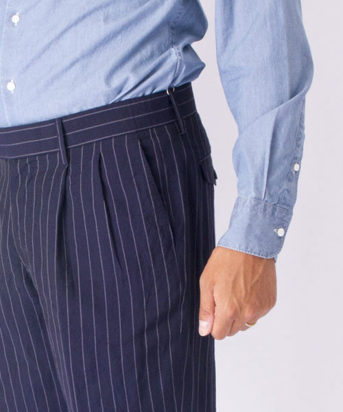 UNITED ARROWS（ユナイテッドアローズ）の「WHITE LABEL ストライプワイドパンツ（13ss pp）◆（スラックス・メンズ・ネイビー・42/44/46/48/50/52）」の8枚目の写真