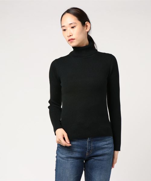 LOWRYS FARM（ローリーズファーム）の「１２Ｇリブタートルプルオーバー　806849（ニット/セーター・レディース・ブラック/グレー/レッド/オフホワイト/ホワイト×ブラック・MEDIUM/LARGE）」の10枚目の写真