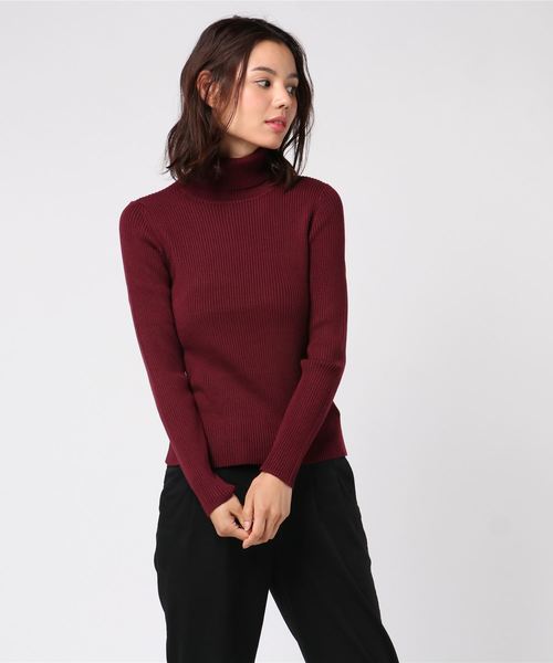 LOWRYS FARM（ローリーズファーム）の「１２Ｇリブタートルプルオーバー　806849（ニット/セーター・レディース・ブラック/グレー/レッド/オフホワイト/ホワイト×ブラック・MEDIUM/LARGE）」の12枚目の写真