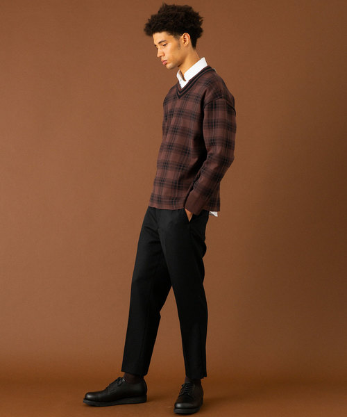 UNITED TOKYO（ユナイテッドトウキョウ）の「18G チェックオーバーサイズVネックニット（ニット/セーター・メンズ・ブラウン/ブラック・1/2/3）」の5枚目の写真