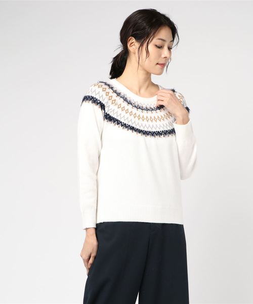 archives（アルシーヴ）の「ジャガードニットプルオーバー（ニット/セーター・レディース・ホワイト/ブラック/オフホワイト・MEDIUM）」の3枚目の写真