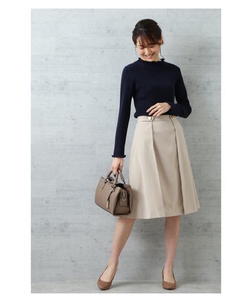 NATURAL BEAUTY BASIC（ナチュラルビューティーベーシック）の「ピーチタックフレアスカート（スカート・レディース・ベージュ/ラベンダー/ネイビー・SMALL/MEDIUM）」の13枚目の写真