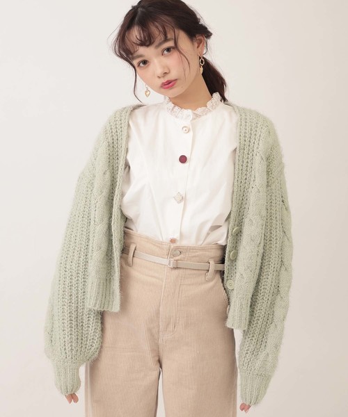 one after another NICE CLAUP(ワンアフターアナザーナイスクラップ)の「モールキラキラカーディガン(カーディガン/ボレロ・レディース・アイボリー/グリーン系その他/ミント/ピンク系その他・FREE)」の3枚目の写真