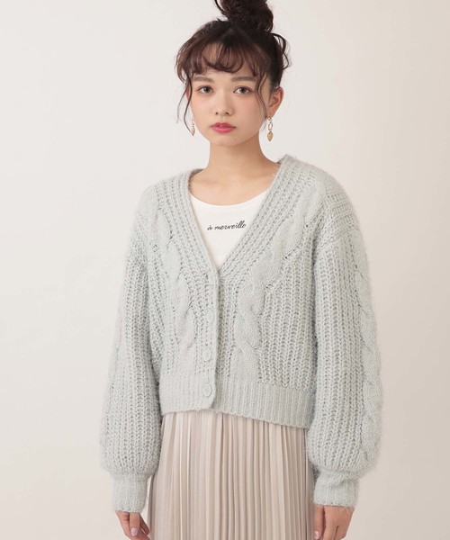 one after another NICE CLAUP(ワンアフターアナザーナイスクラップ)の「モールキラキラカーディガン(カーディガン/ボレロ・レディース・アイボリー/グリーン系その他/ミント/ピンク系その他・FREE)」の2枚目の写真