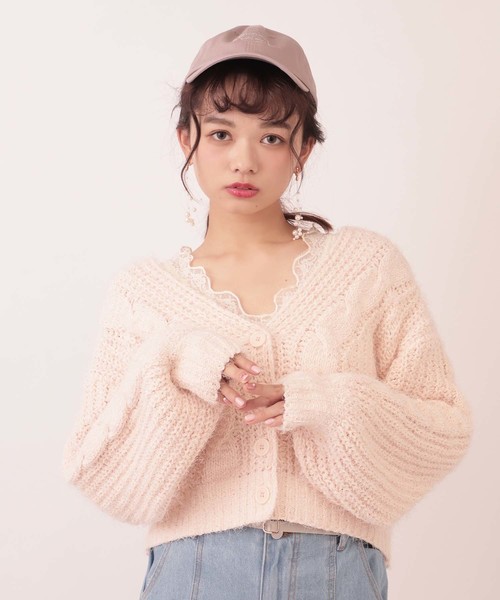 one after another NICE CLAUP(ワンアフターアナザーナイスクラップ)の「モールキラキラカーディガン(カーディガン/ボレロ・レディース・アイボリー/グリーン系その他/ミント/ピンク系その他・FREE)」の5枚目の写真