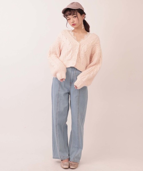 one after another NICE CLAUP(ワンアフターアナザーナイスクラップ)の「モールキラキラカーディガン(カーディガン/ボレロ・レディース・アイボリー/グリーン系その他/ミント/ピンク系その他・FREE)」の6枚目の写真