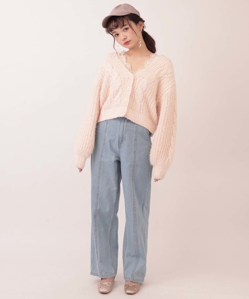 one after another NICE CLAUP(ワンアフターアナザーナイスクラップ)の「モールキラキラカーディガン(カーディガン/ボレロ・レディース・アイボリー/グリーン系その他/ミント/ピンク系その他・FREE)」の7枚目の写真