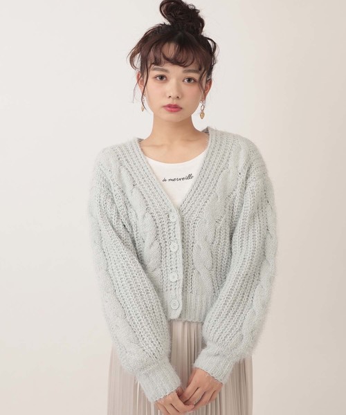 one after another NICE CLAUP(ワンアフターアナザーナイスクラップ)の「モールキラキラカーディガン(カーディガン/ボレロ・レディース・アイボリー/グリーン系その他/ミント/ピンク系その他・FREE)」の9枚目の写真