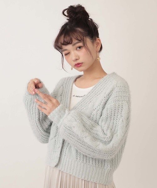 one after another NICE CLAUP(ワンアフターアナザーナイスクラップ)の「モールキラキラカーディガン(カーディガン/ボレロ・レディース・アイボリー/グリーン系その他/ミント/ピンク系その他・FREE)」の10枚目の写真