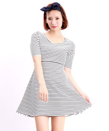 WEGO | WEGO/ボーダーフィットフレアワンピース(ワンピース)