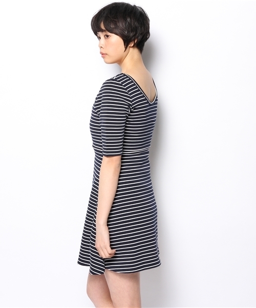 WEGO（ウィゴー）の「WEGO/ボーダーフィットフレアワンピース（ワンピース・レディース・ホワイト/ブルー・FREE）」の8枚目の写真