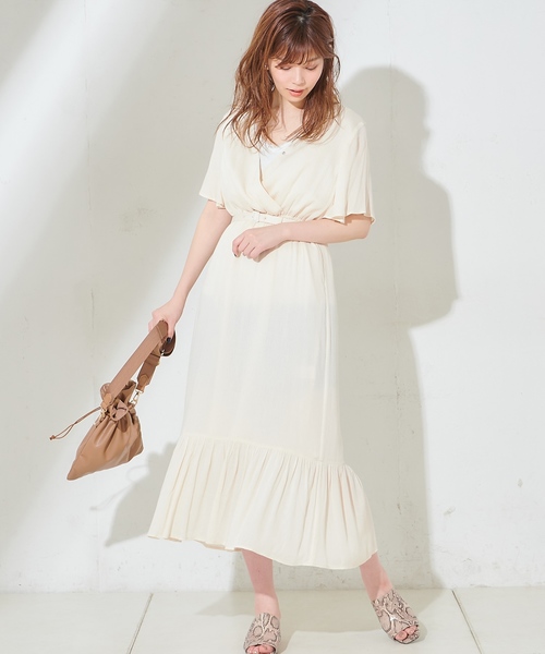 natural couture（ナチュラルクチュール）の「ワッシャー楊柳リゾートワンピース（ワンピース・レディース・ブラック/モカ/ラベンダー/ピンク/オフホワイト・FREE）」の2枚目の写真