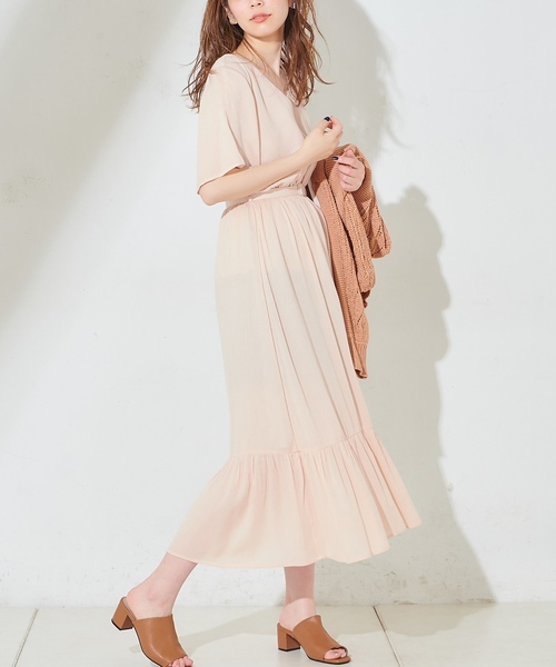 natural couture（ナチュラルクチュール）の「ワッシャー楊柳リゾートワンピース（ワンピース・レディース・ブラック/モカ/ラベンダー/ピンク/オフホワイト・FREE）」の8枚目の写真